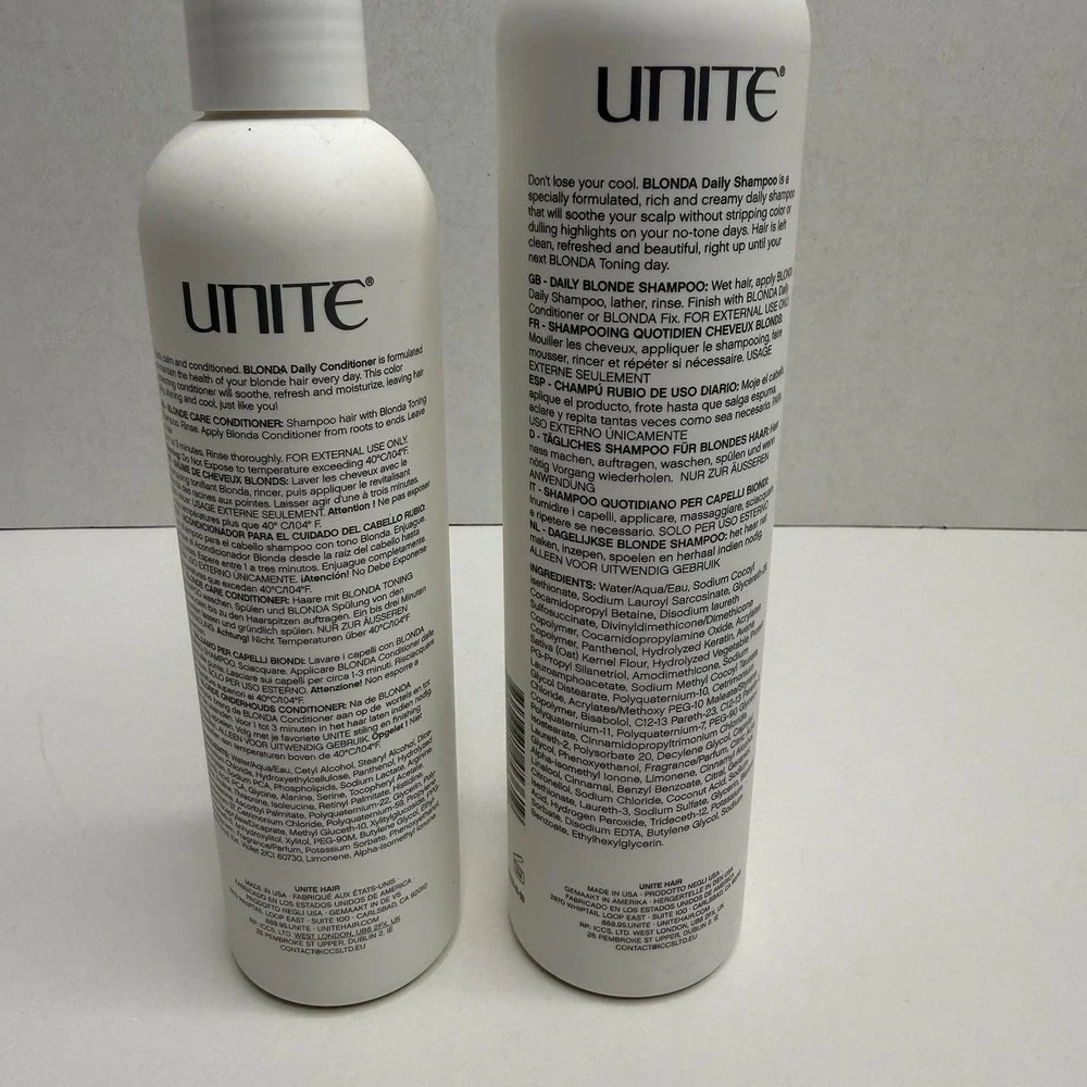 UNITE BLONDA Daily Shampoo 10oz + Conditioner 8oz Blonde Hair Set New